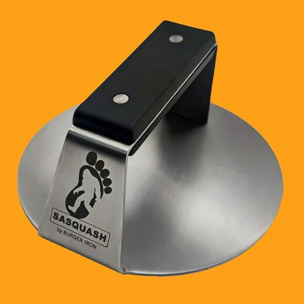 The Sasquatch Burger Iron makes it easy to make smash burgers