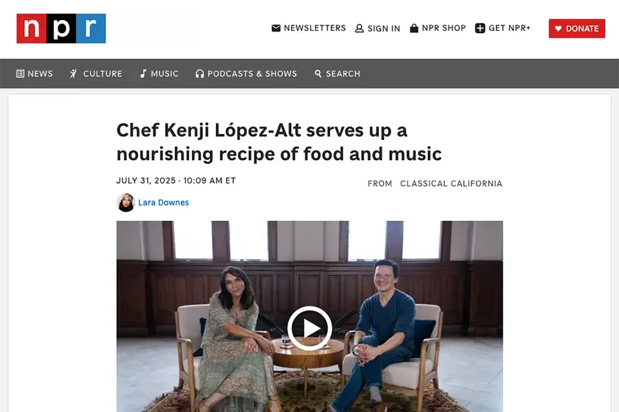 Kenji López-Alt interviewed on NPR's Amplify with Lara Downes