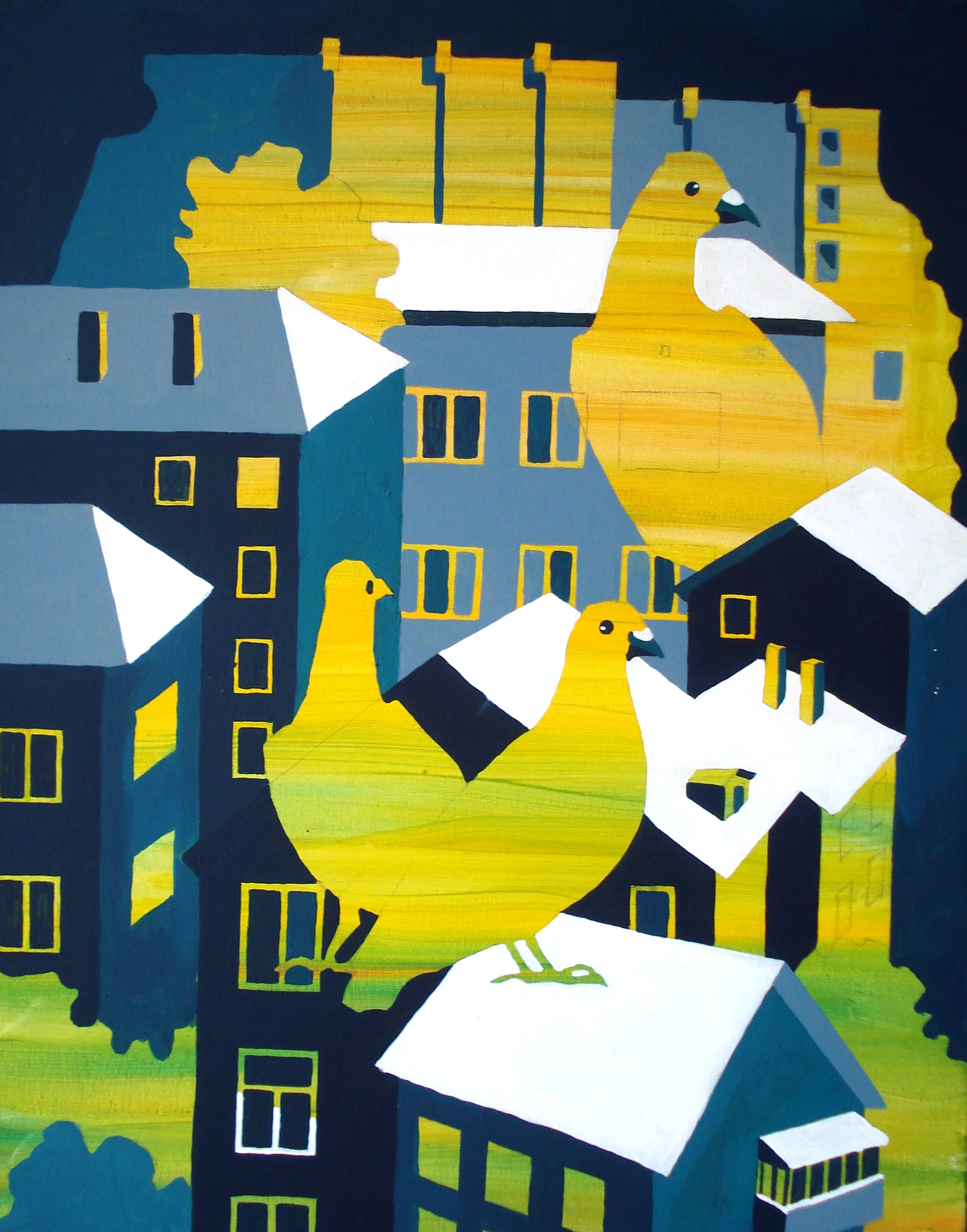"Городские птицы", х, акрил, 40х30 см, 2015