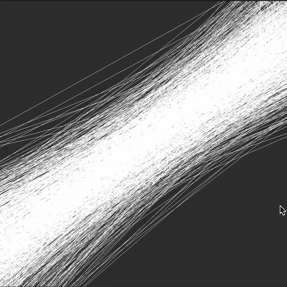 Same wavetable technique as yesterday but using a 3d particle system as input.