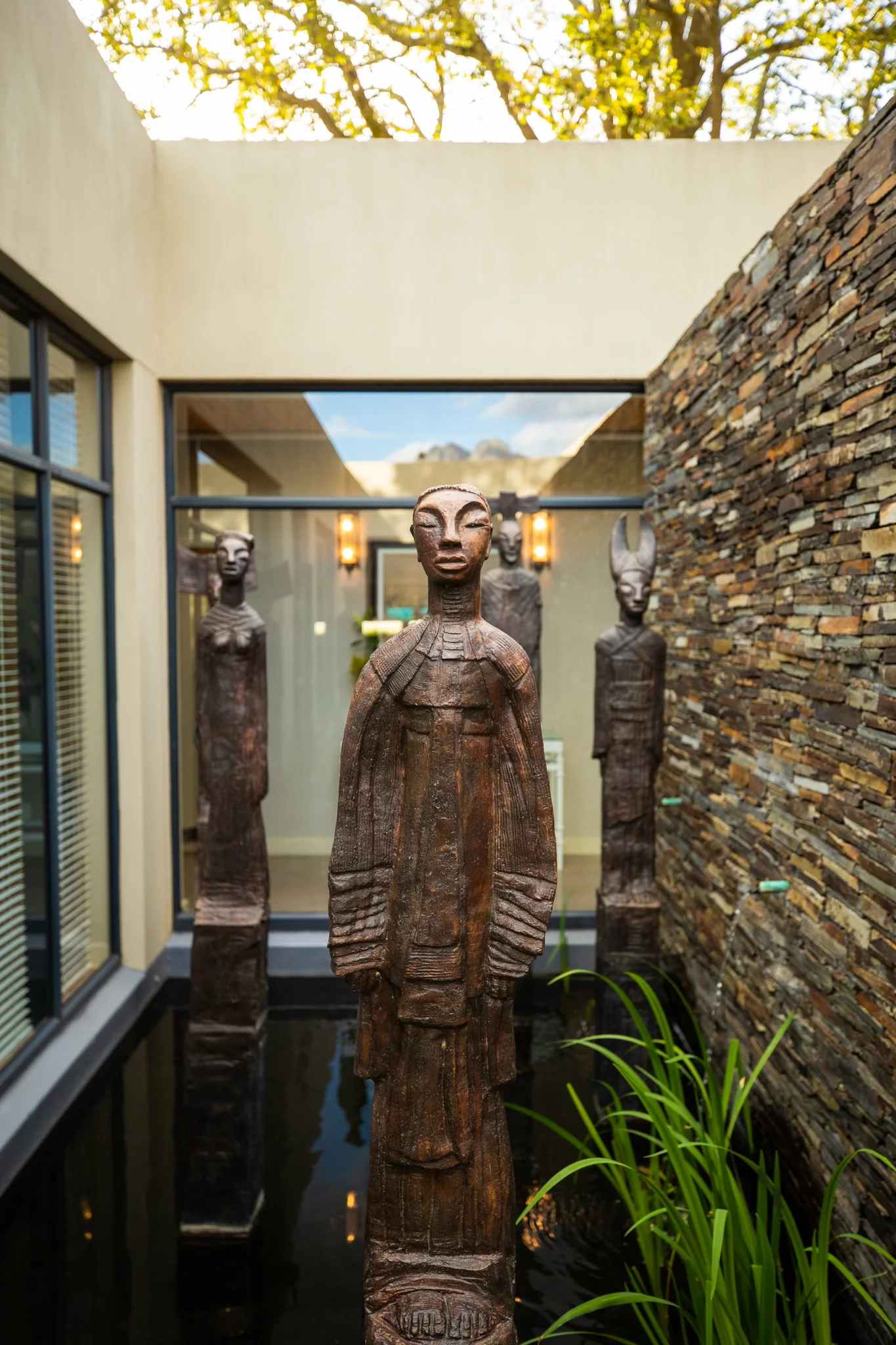 Deborah Bell sculptures grace the koi ponds at Delaire Graff Spa