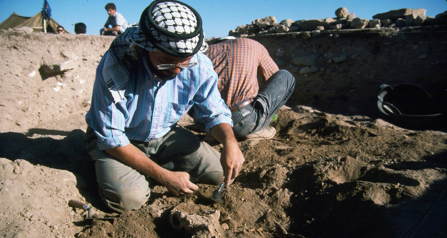 Mike Leeper excavates a human burial. Tell Jalul Excavations (Jordan), 199 at Tell Jalul (Jordan).