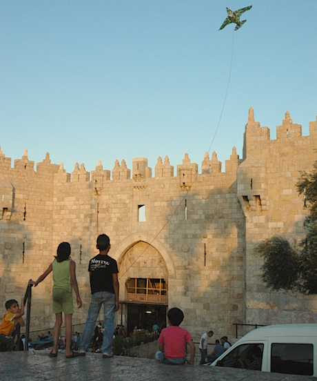 This is not Ben Franklin, nor is there an electrical storm. But it is a fine day to fly a kite over Jerusalem’s Damascus Gate don’t you think?