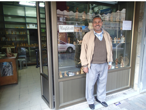 Abdallah in front of the Oriental Bookshop.