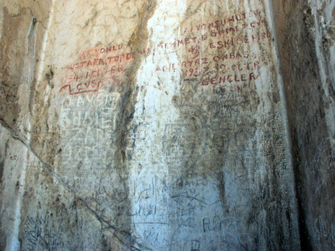 This stone niche located at the Citadel of Van is a canvas for scrawlers.