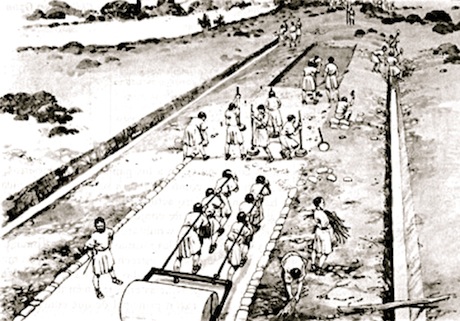 Roman road construction, from L. A. Hamey and J. A. Hamey, Los ingenieros romanos (Madrid, 1990).