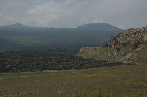 Volcanic flows at the base of Mt Tondrak.