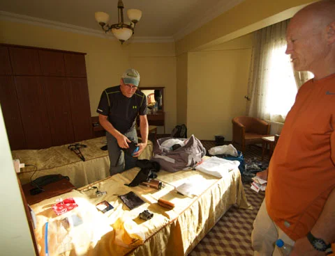 Brad and Mark pack their gear.