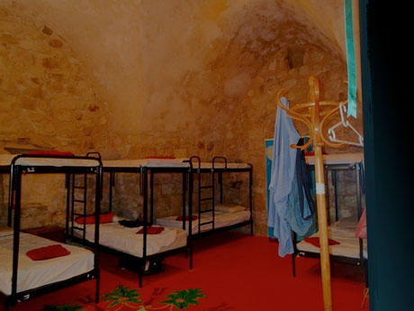 Our dorm room (by day) at the Fauzi Azar Inn.