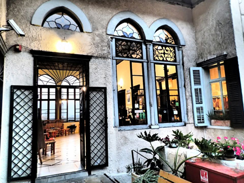 Outside the reception area of the Fauzi Azar Inn.