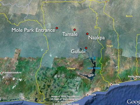 Map of a few places mentioned here, hat tip to Google Earth .