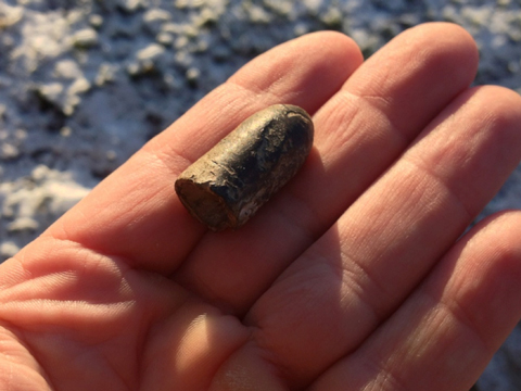 A bullet found along the trail leading up to the citadel. Is this a Minié ball?