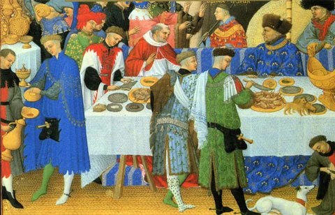 Feasting at the table.
