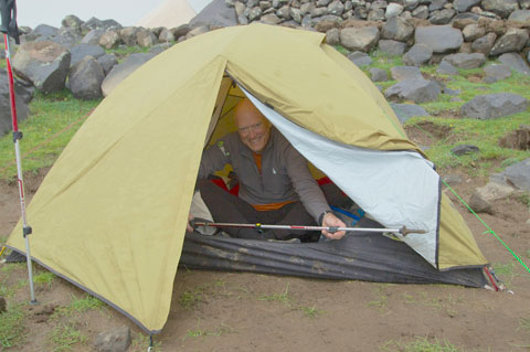 Wilkerson in his tent.