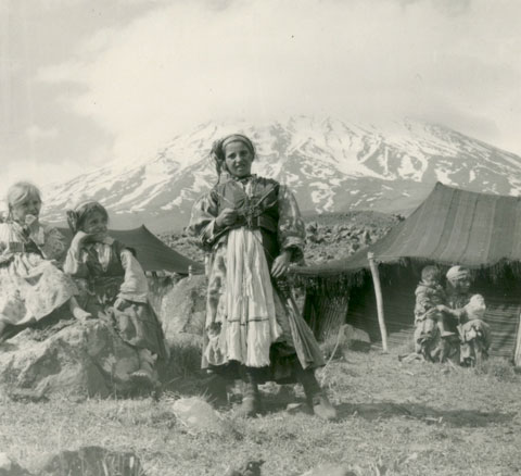 Children and herder’s tent at the base of the mountain (From the Patterson Collection).