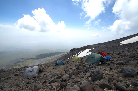 Keith among the tents of High Camp.