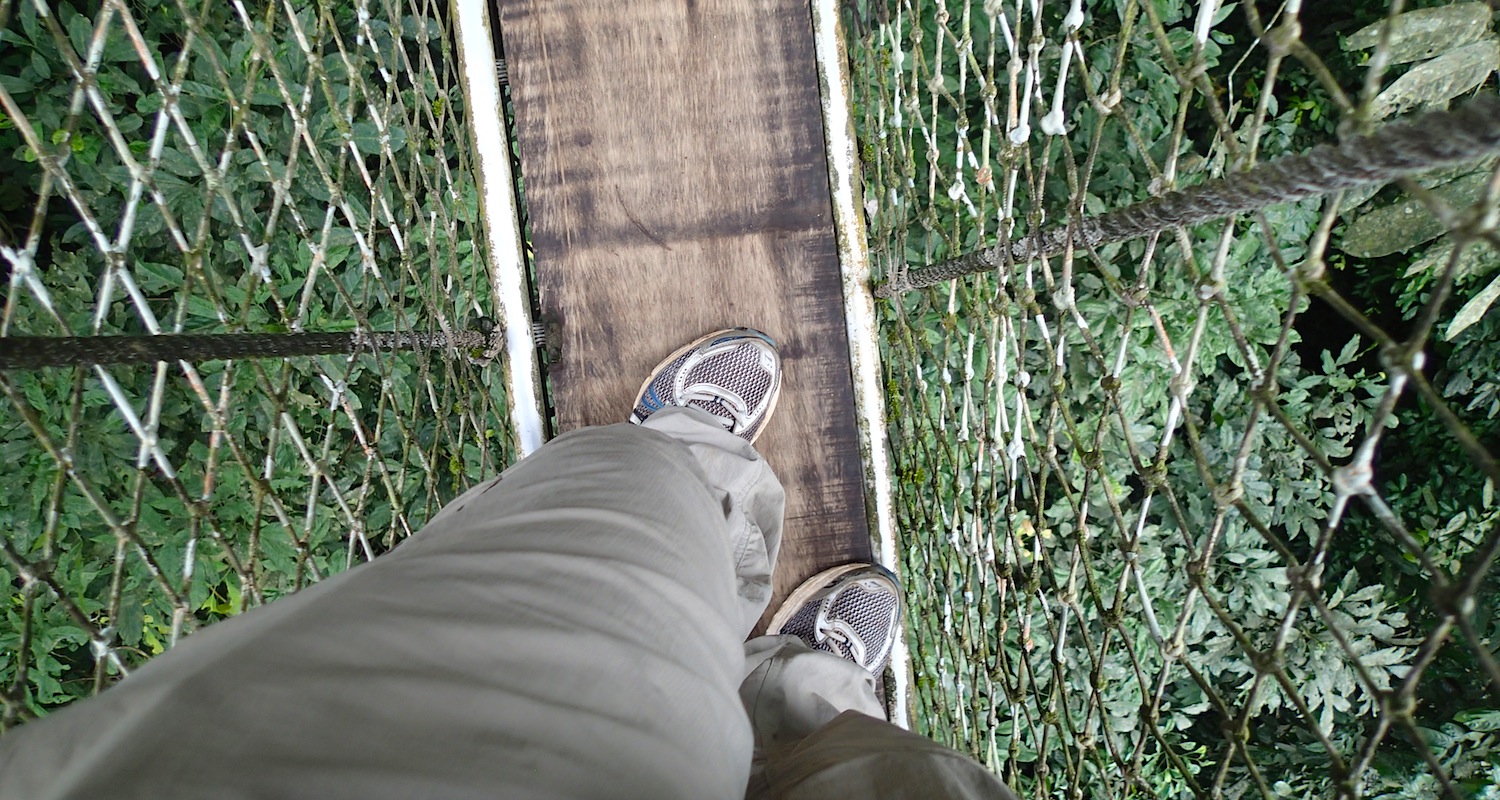 The boardwalk is narrow.