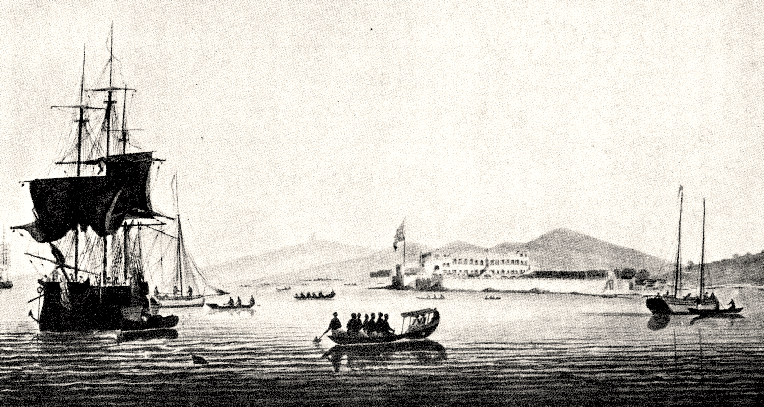 Drawing of the harbor at Cape Coast Castle. Image from C. F. Dow, Slave Ships and Slaving (1970: 2). Image from here .