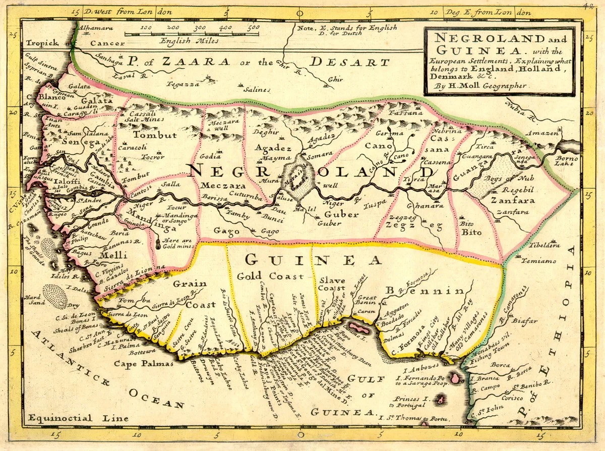 Map of West Africa from 1736. Image posted here . 