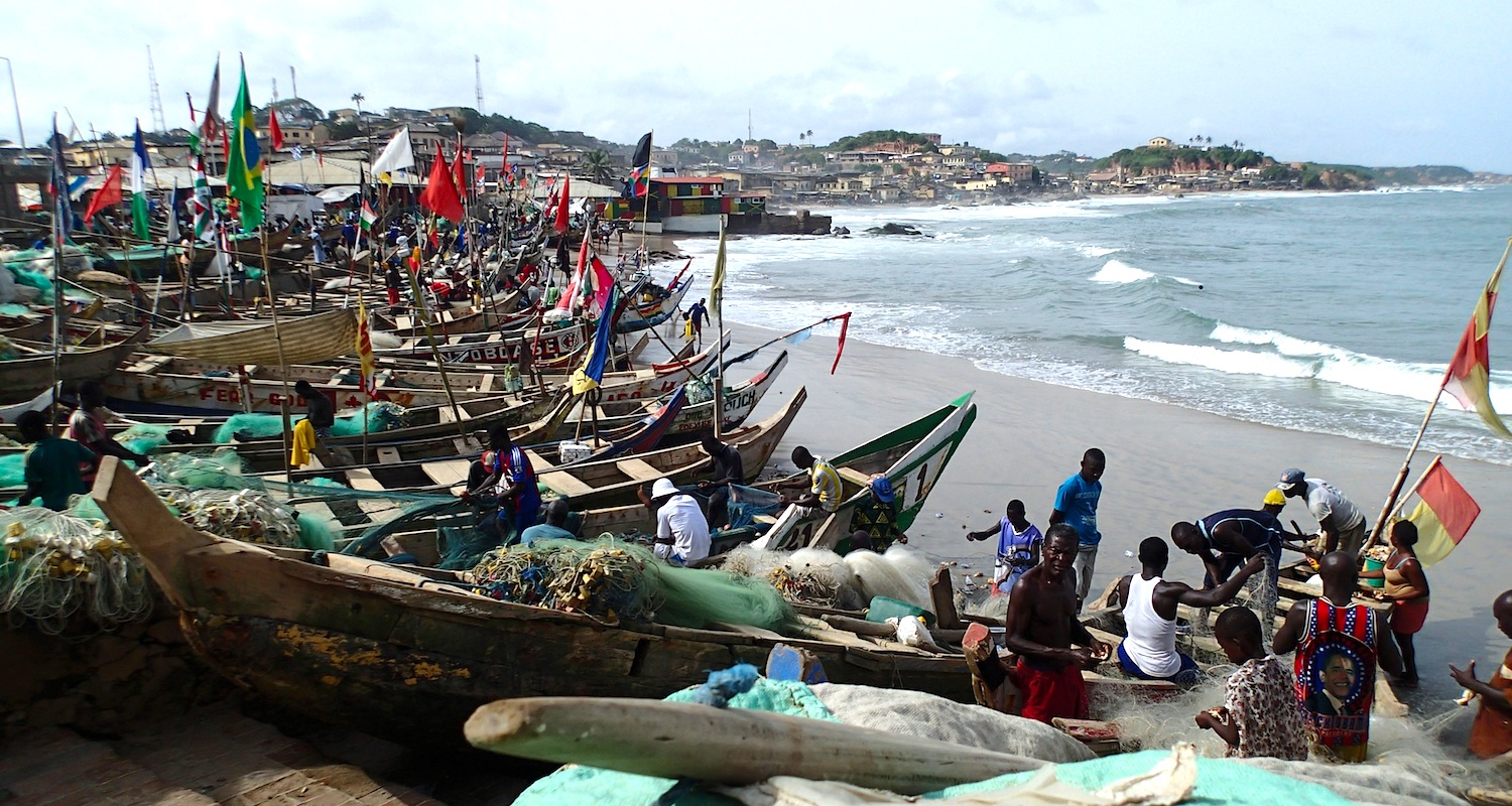 The Cape Coast Beach is full of the activities, colors, and smell of fishing.