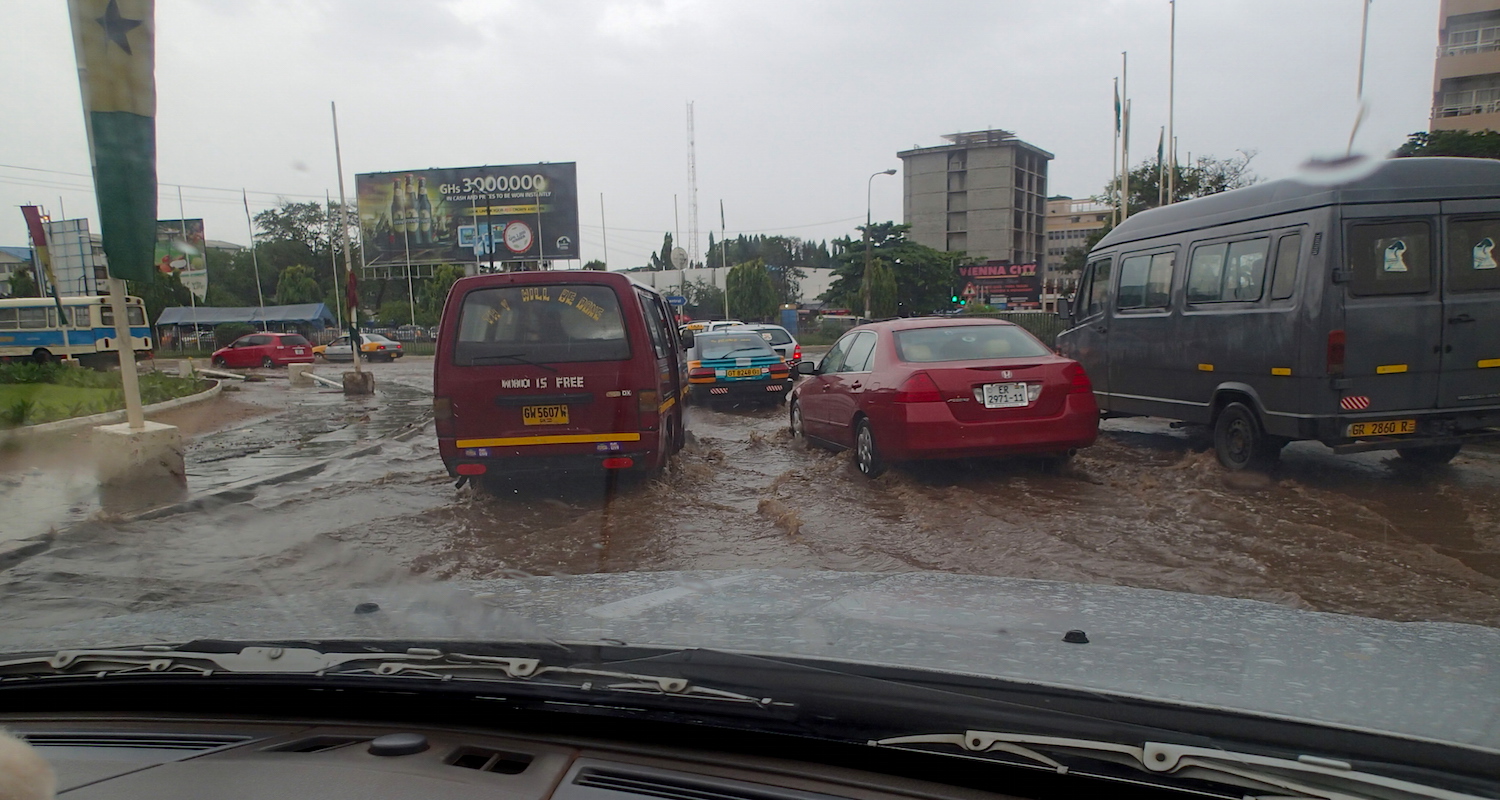 Ghana’s roadways are tough. In the rainy season, roads become rivers of mud. The good news is that the water hides the potholes. The bad news is that the water hides the potholes.