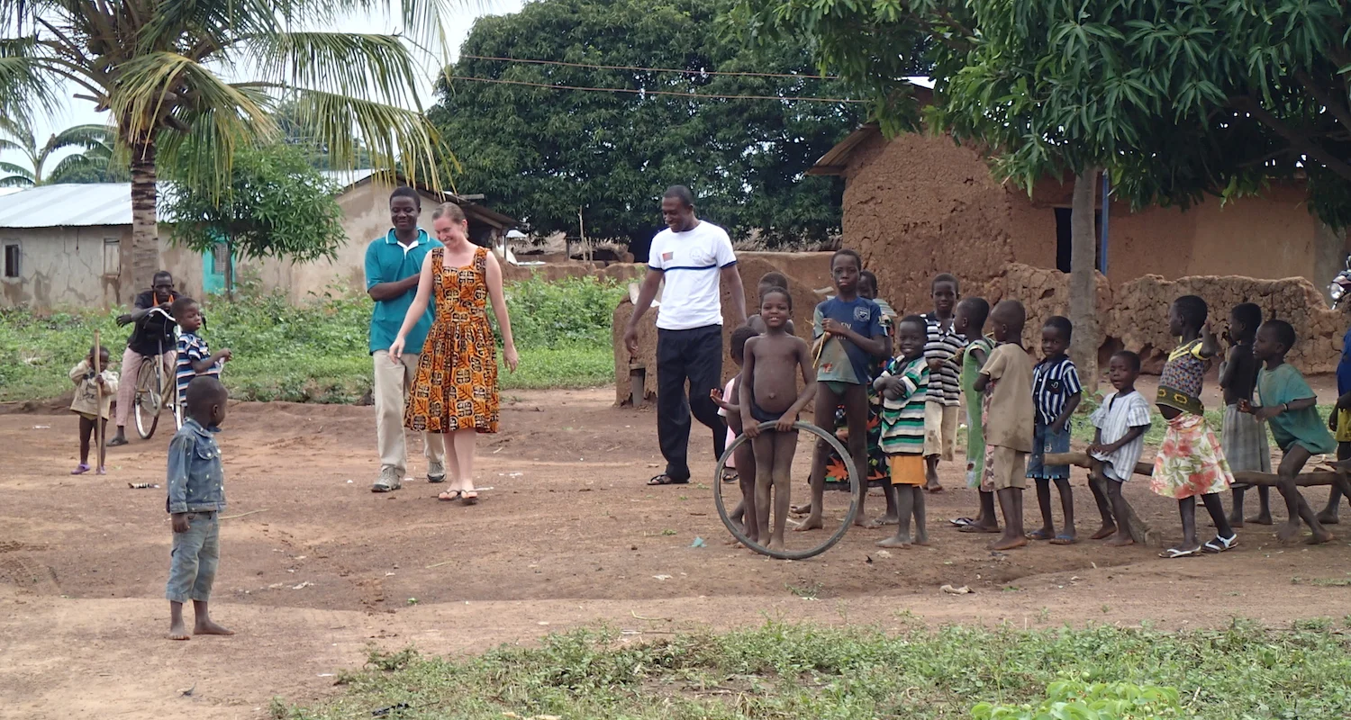 Francis (white shirt) and local children of Salaga.