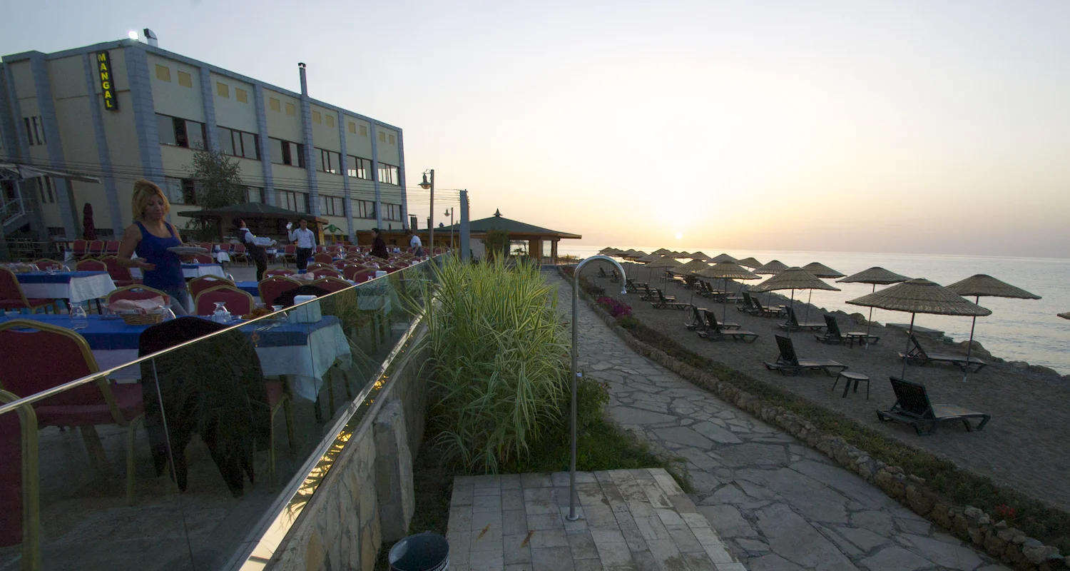 We're roughing it at dinnertime on the shore of Lake Van.