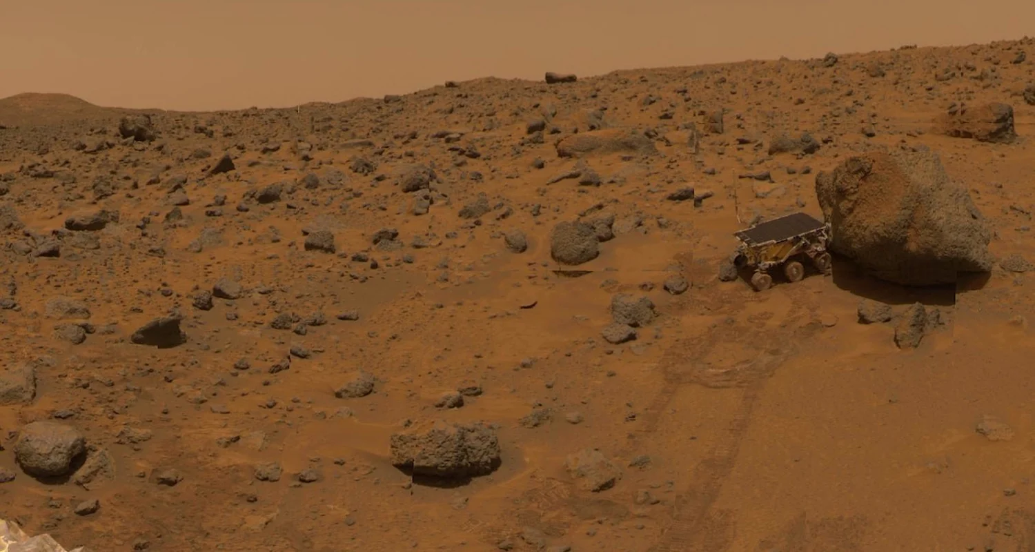 Behold the true surface of Mars. I think the little guy is stuck. Thanks, NASA. Image from here . 