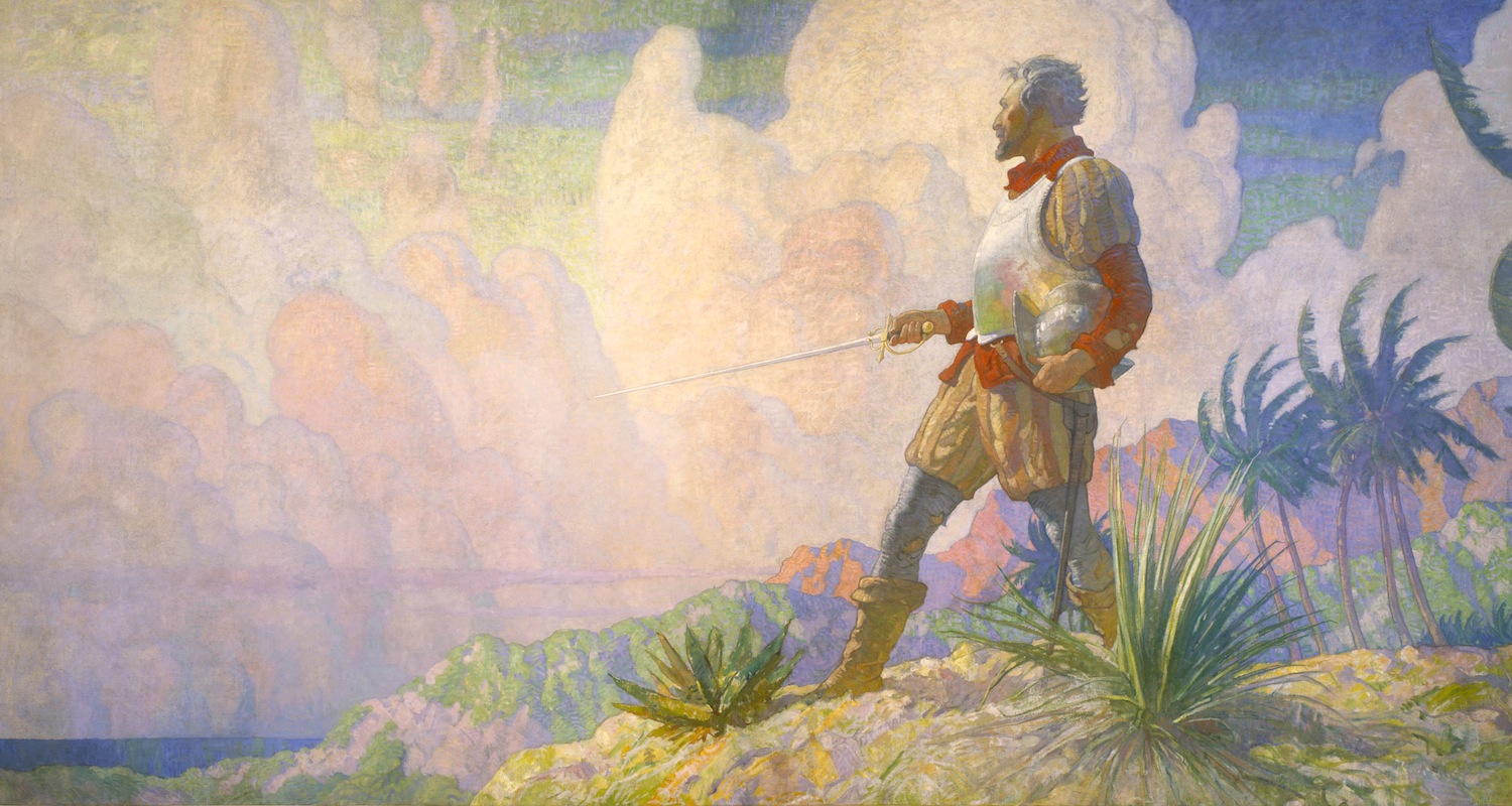 Another Wyeth. Detail from a painting titled "The Discoverers." It is part of a series that celebrates exploration by land, sea, and air. For the source, see here .