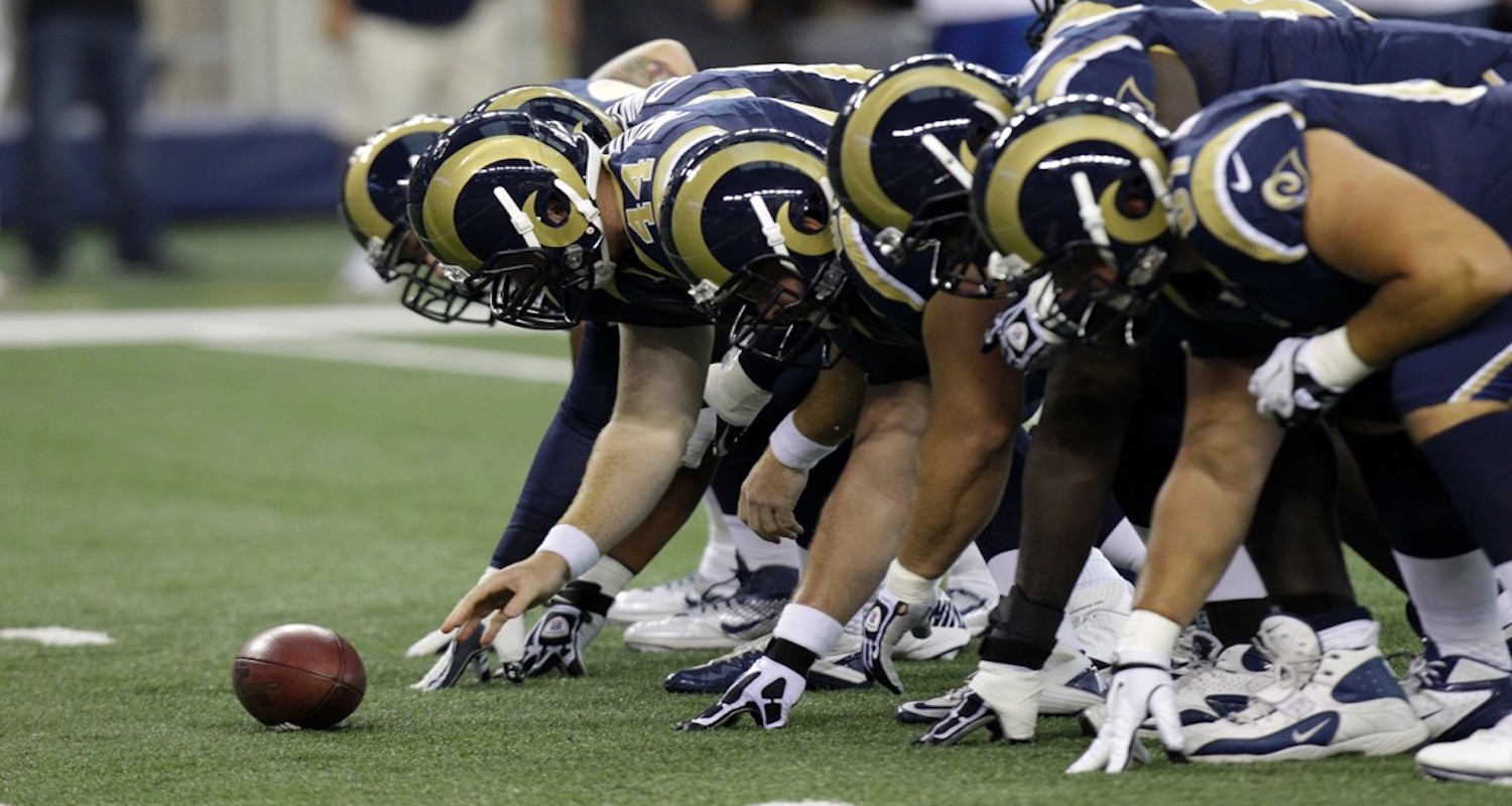 While not a fan of any St. Louis team (or Los Angeles, for that matter), I must admit that the Rams have the coolest uniforms in the NFL. Image from here.