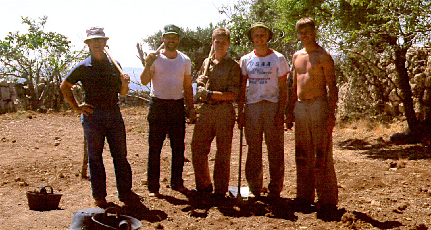 The beef. Or chicken, maybe. From left to right: David Livingston, Kent Larson, Mark Gardner, and me an' Bryce.