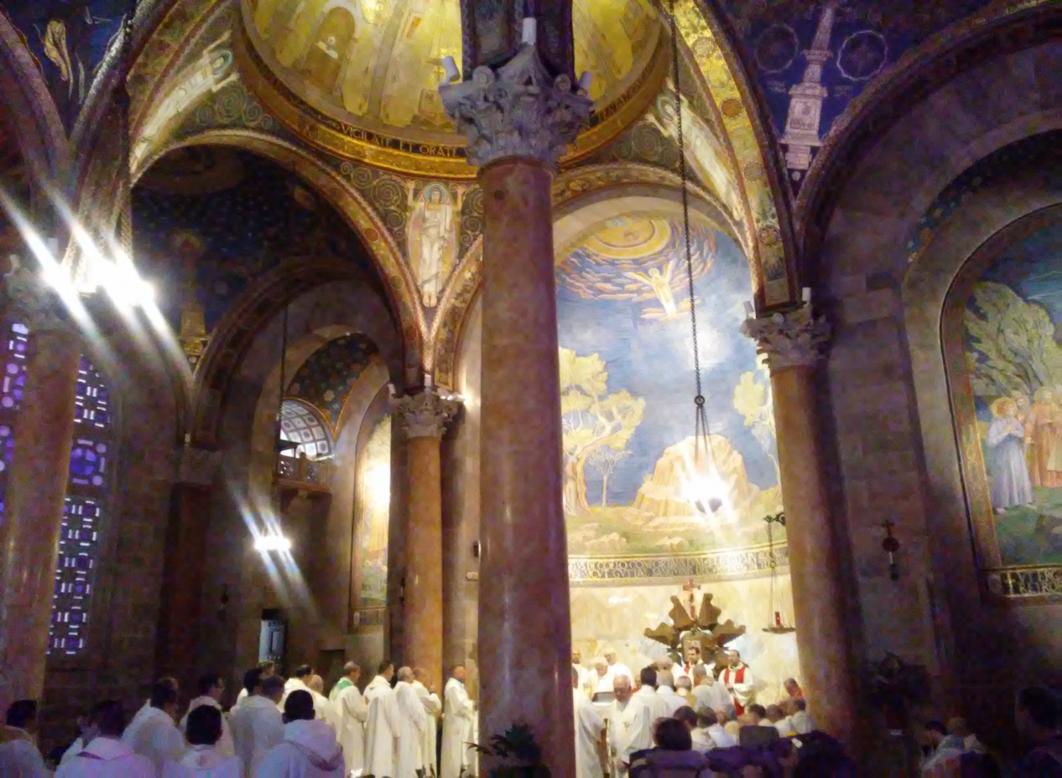 The mood inside the Basilica is somber. Image by Robert Moses.