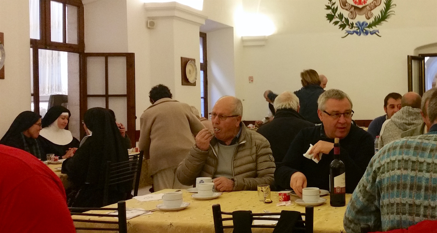 At our continental breakfast, I was the only English speaker in the room. Naturally the Italians brought the wine.