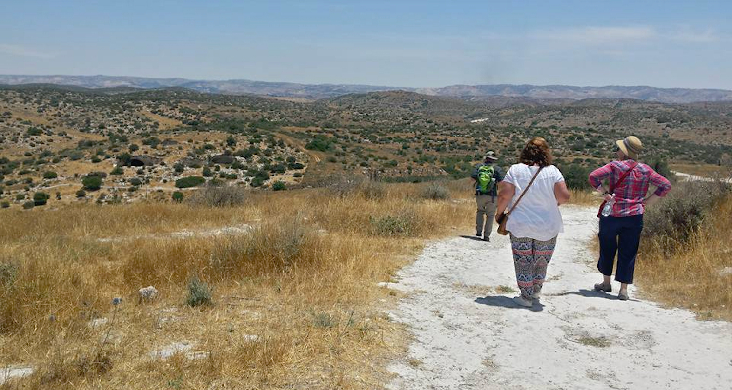 Hiking one of the trails at Beth Guvrin ( Maresha ).
