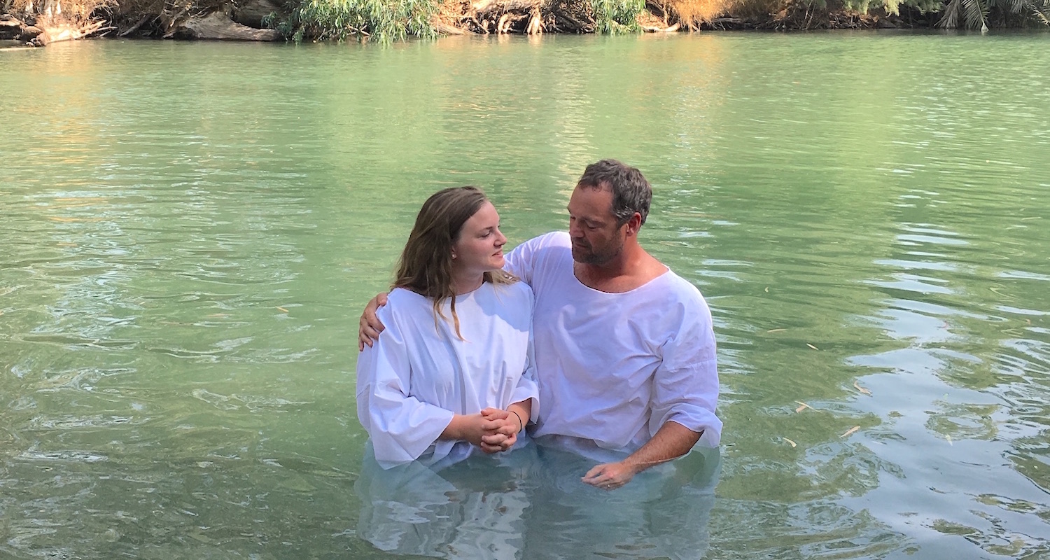 Kevin Humphrey baptized his daughter, Ellie, in the Jordan River.