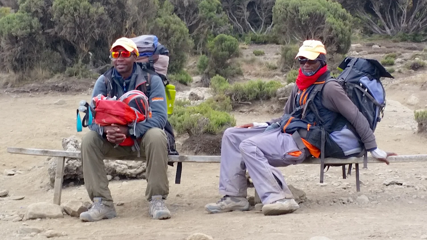 Kili mountain guides Godfrey (right) and Robert (left).
