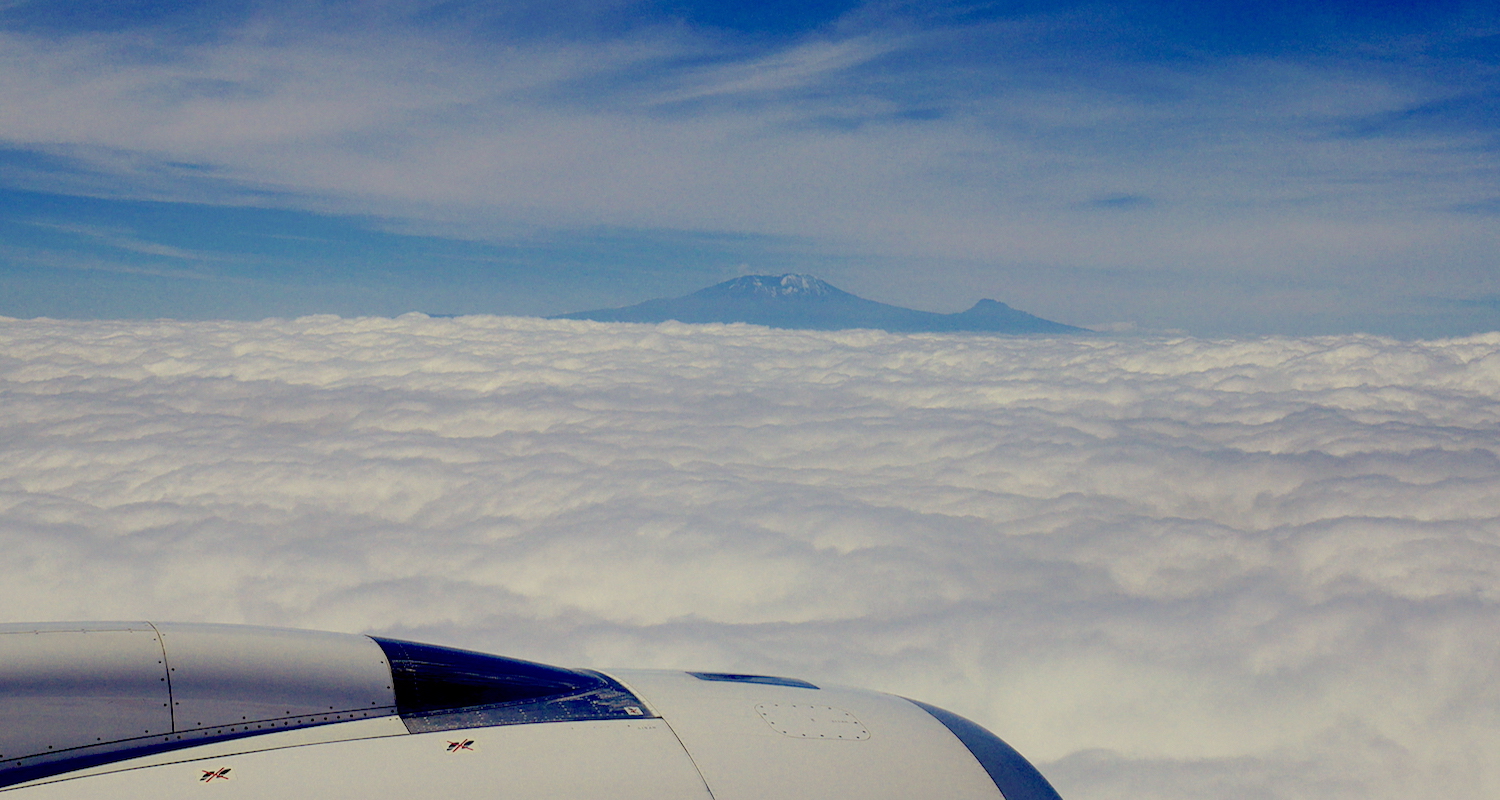 Kilimanjaro appeared like an island in a cotton sea.