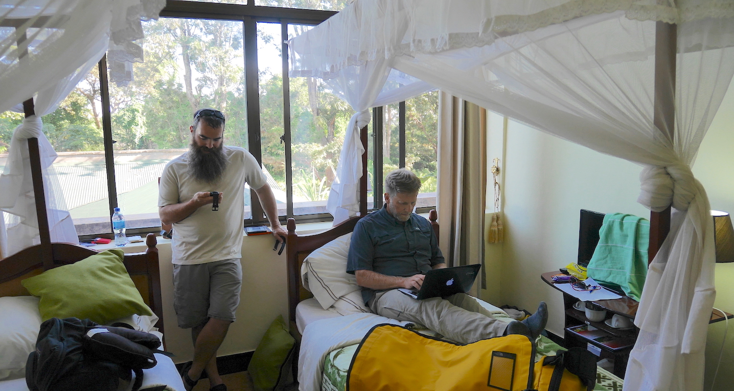 In gear up mode, we send our last wills and testaments to loved ones on the other side of the globe. The frilly curtains around the beds have practical use; they slow the blood-hunting mosquitos in an area where malaria is a serious problem.