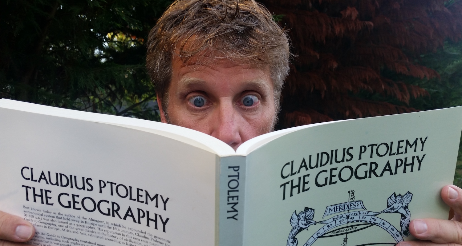 Catching up on my Claudius Ptolemy. It is madness, sheer madness, I tell you! Photograph by Vicki Ziese.