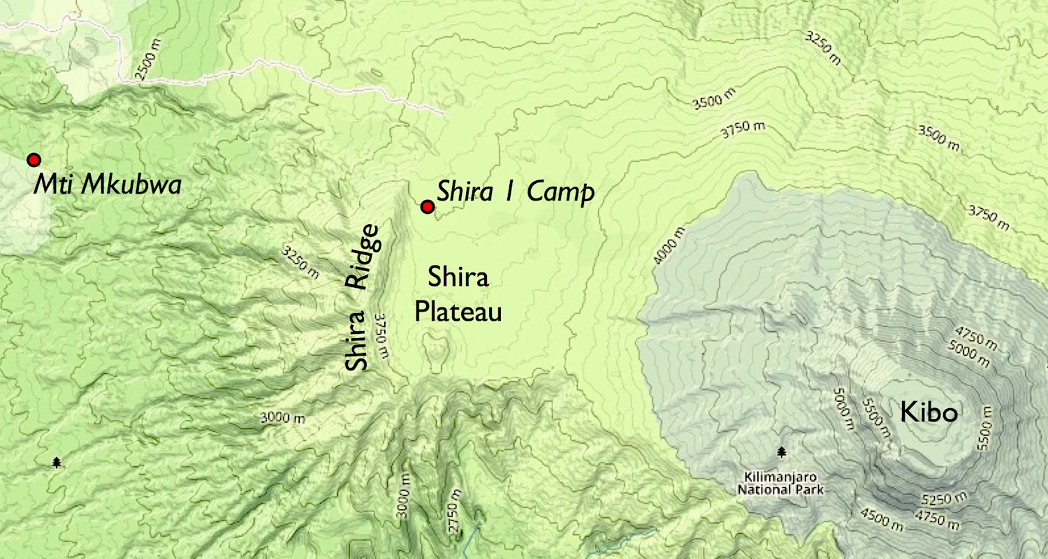 The goal for the day is to hike up and over the Shira Ridge.
