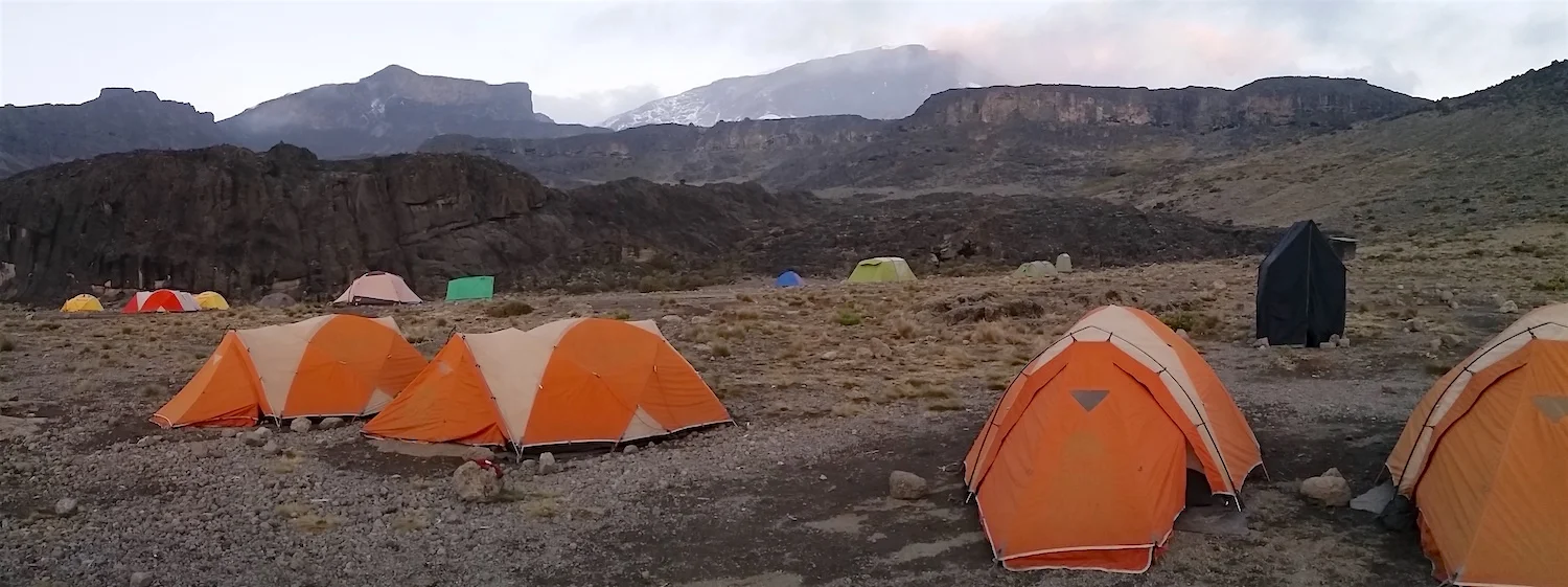 We practically had Moir Hut Camp to ourselves. The angular profile of the Lent Hills rise on the left side of this image.