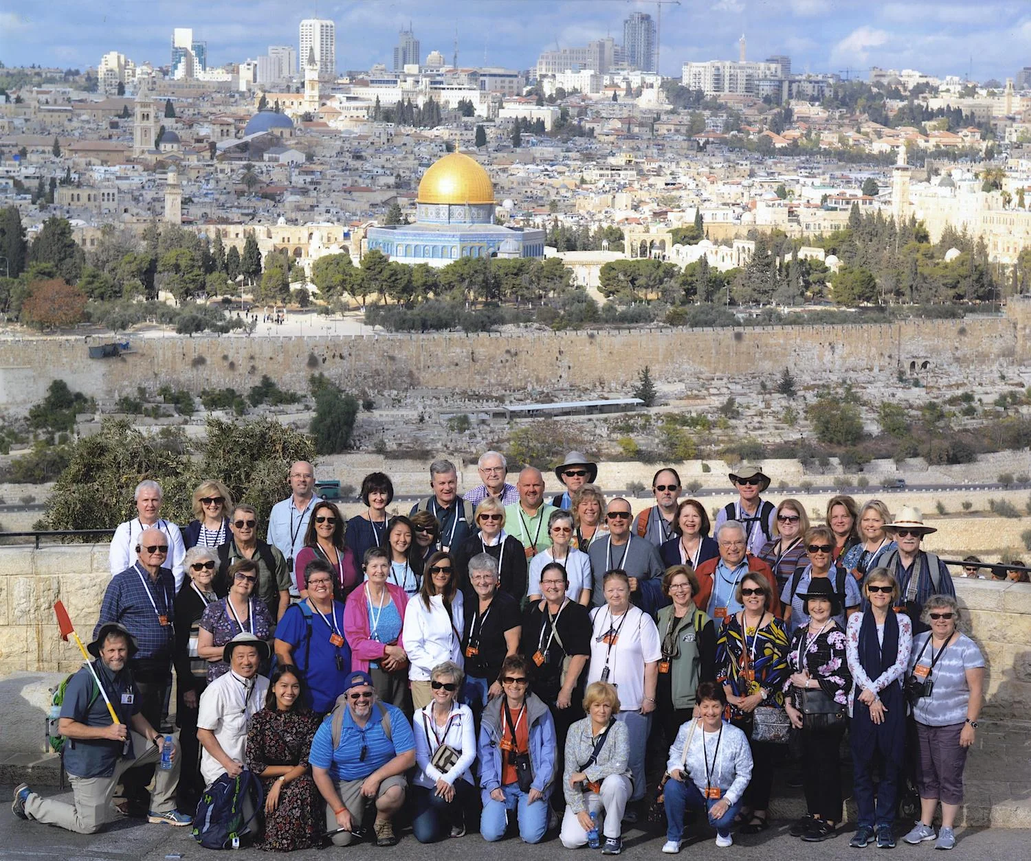 Group shot from the Jerusalem overlook on the Mount of Olives.