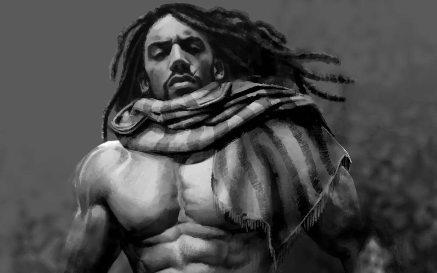 Seeing the face of this "Arabian warrior" reminds me of Menelik I. Here is the link to the original image created by mammouthe30.