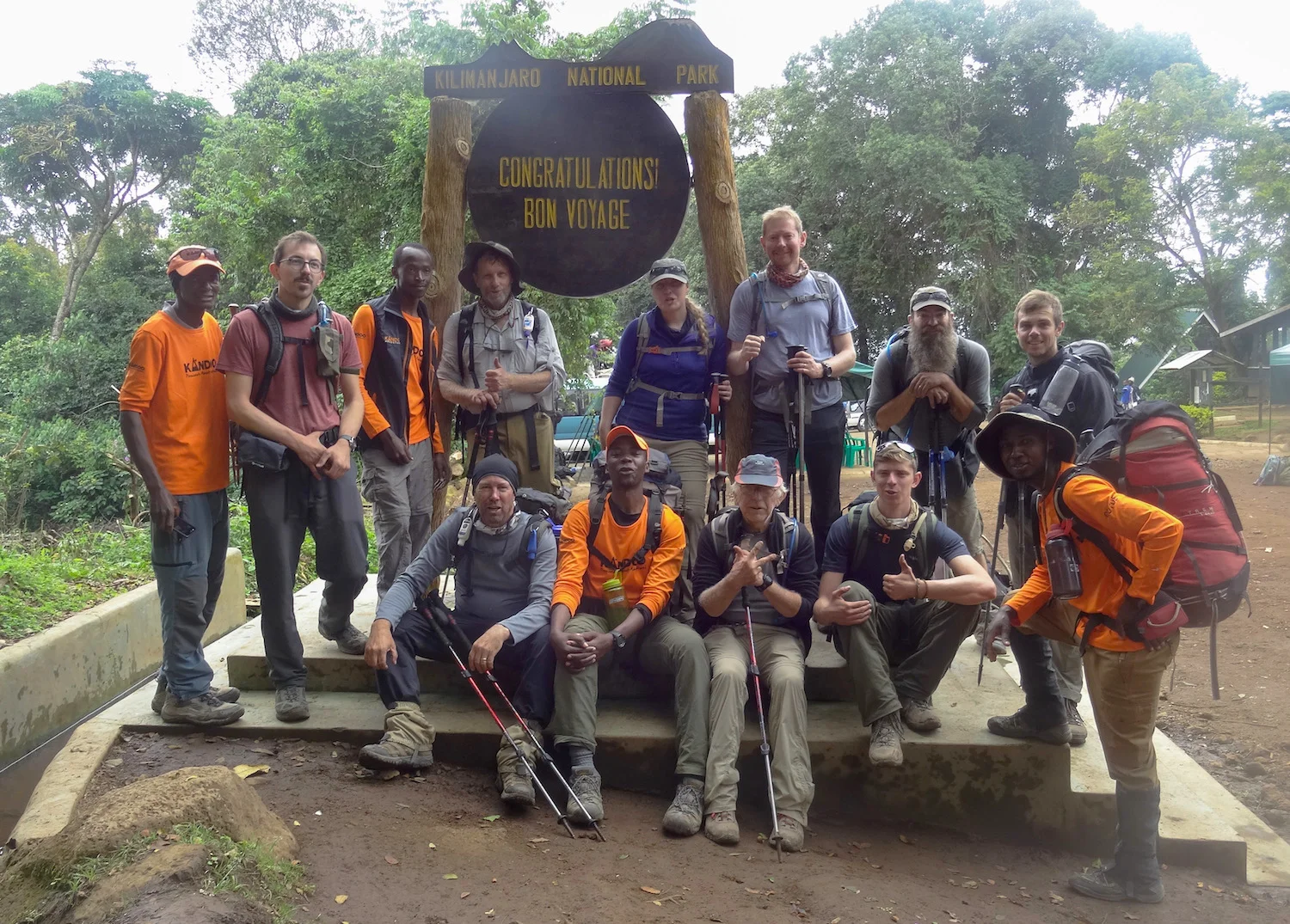 Our sturdy group came off the mountain and met the bus at Mweka Gate.