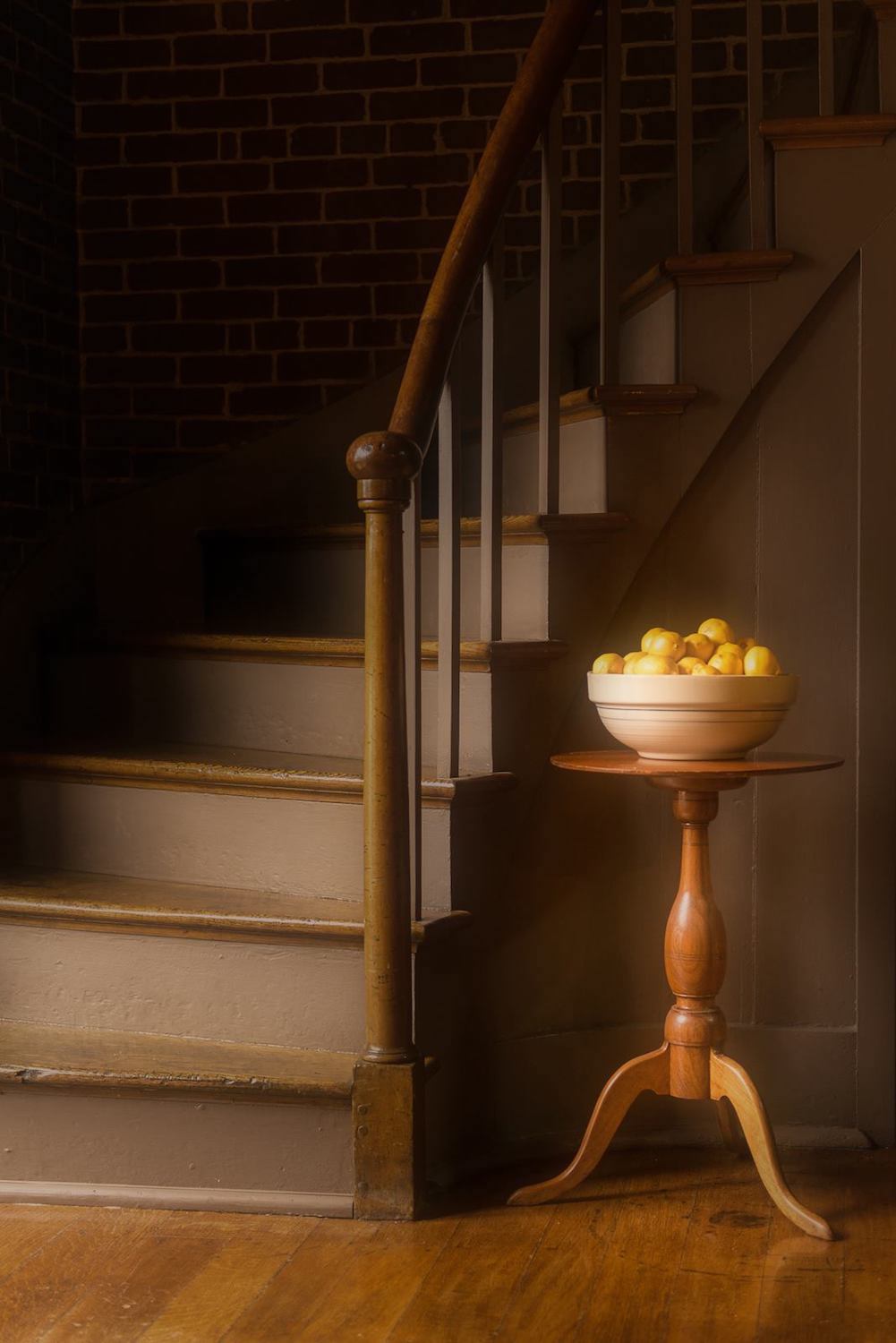 Shaker Village staircase with lemons
