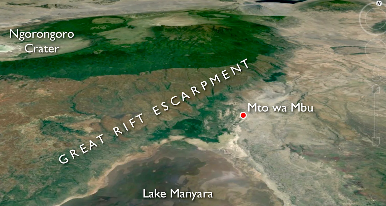 Image of Northern Tanzania adapted from Google Earth.