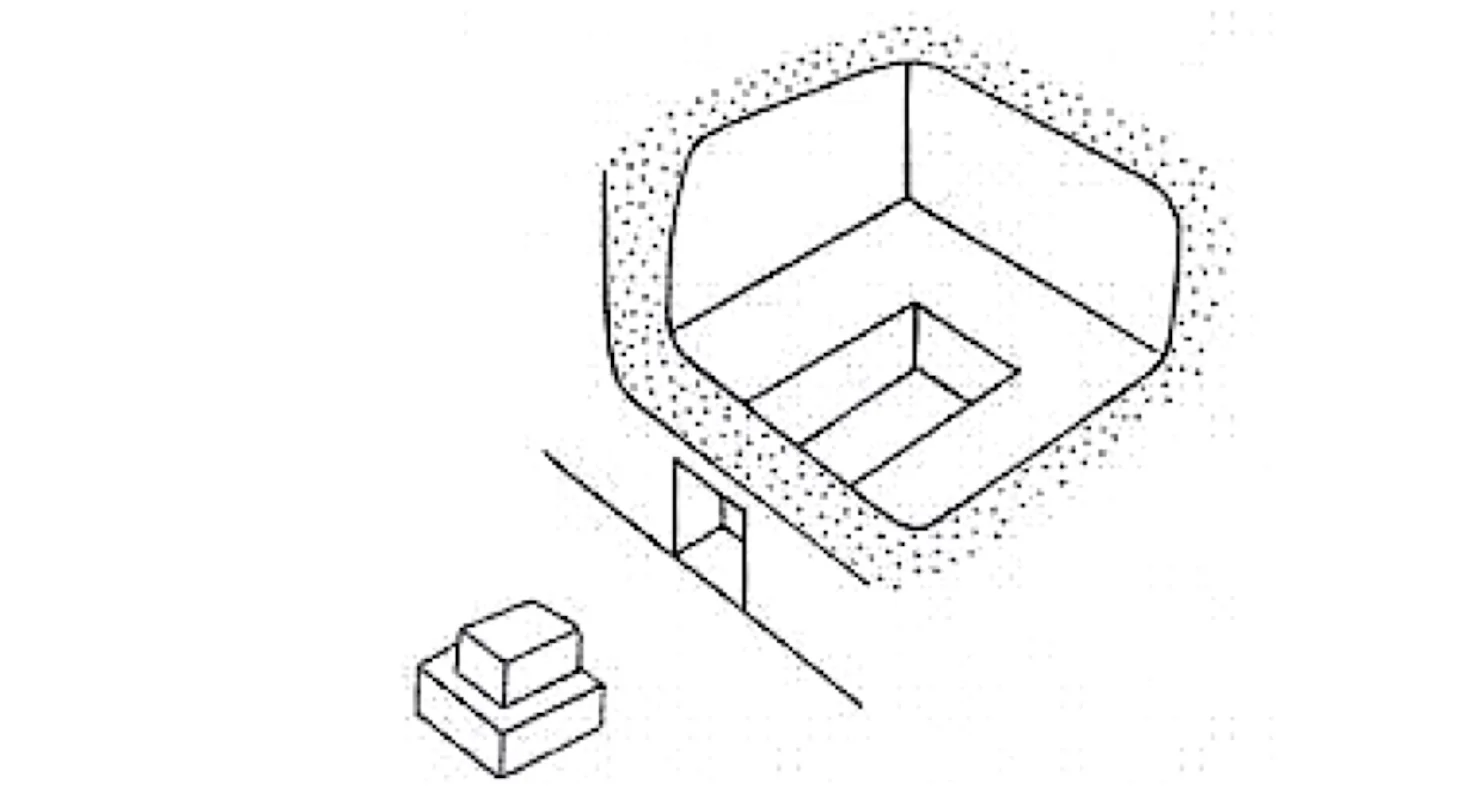 Reconstruction of a first century tomb. Note the cuboid plug or stopper (golal) that would be used to close the door. Image from here. 