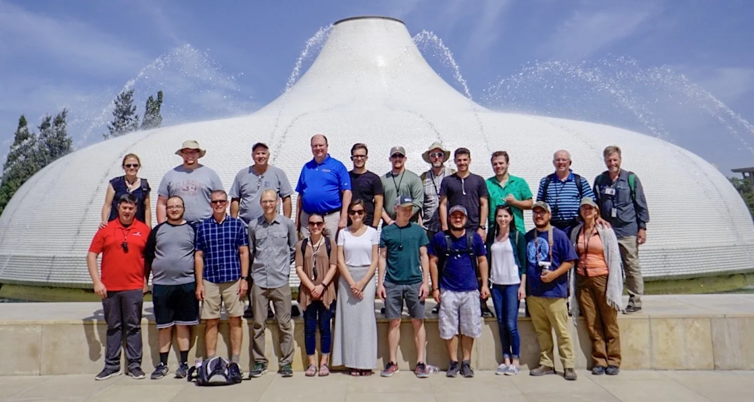 The group visited the Shrine of the Book at the Israel Museum, Jerusalem. Many famous manuscripts of the Bible are housed here.