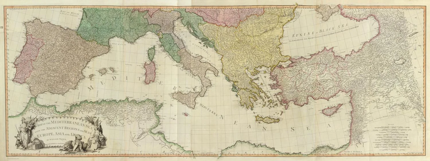 That's Spain and Portugal over there on the far left (west). These two countries together form the region called Hiberia (Ibēría) by the Greeks and Romans. Today we call it the Iberian Peninsula. Image from here (accessed 7/18/2018).