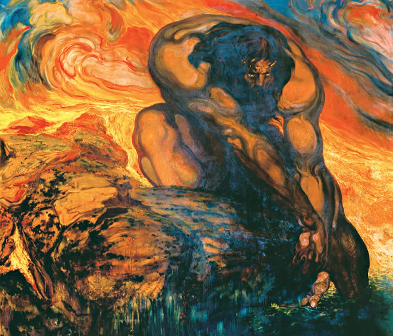 Néstor Martín-Fernández de la Torre, “ Hercules Gathering the Stones of Pyrene’s Tomb amidst the Flames” (1909). Image from here (accessed 8/5/2018).